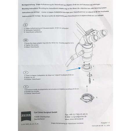 DRAPE ADAPTER RING FOR VISION GUARD PER MICROSCOPIO PICO ZEISS