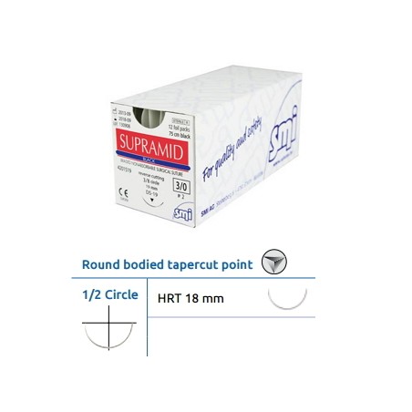 SUTURE SMI SUPRAMID/3-0 4200518 AgoTupercut-HRT18-1/2c-18mm 12pz